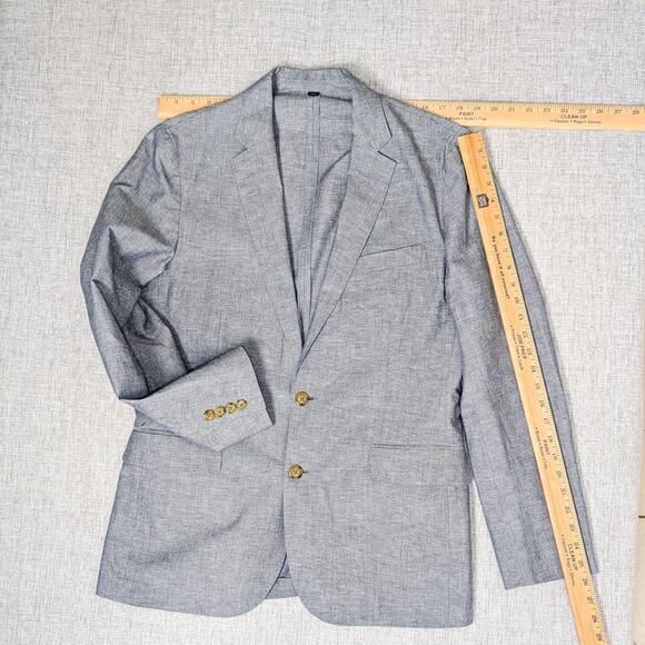 J.Crew Ludlow Slim Unstructured Suit Cotton Linen Blazer & Pants Chambray 40R - Picture 8 of 16